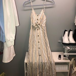 Midi button front stripe dress